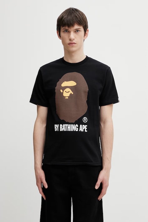 A Bathing Ape t-shirt bawełniany By Bathing Ape męski kolor czarny z nadrukiem 001TEL801002M