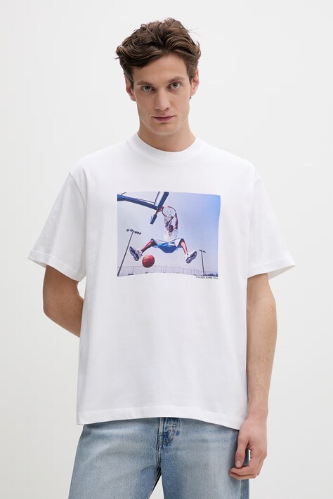 Guess Jeans t-shirt bawełniany męski kolor biały wzorzysty M5BI3I K8FQ4