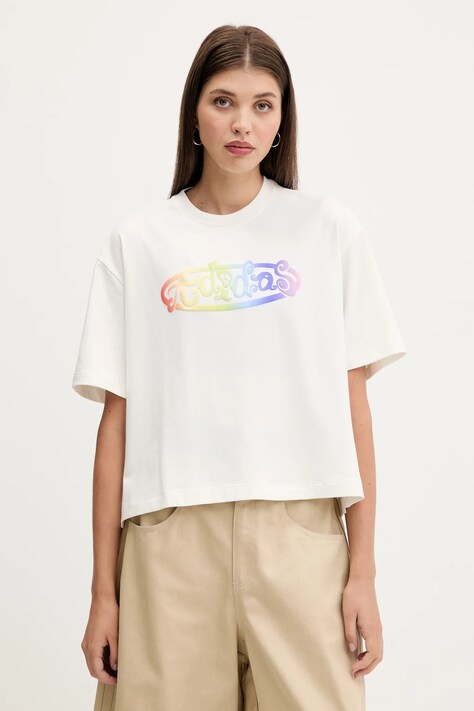 adidas Originals t-shirt Pride x Jeremy Scott kolor beżowy z nadrukiem JY2012