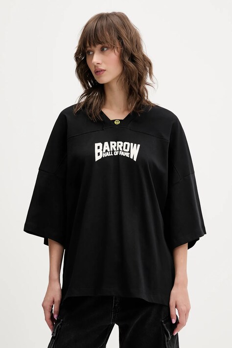 Barrow t-shirt bawełniany kolor czarny wzorzysty F5BWUATH044