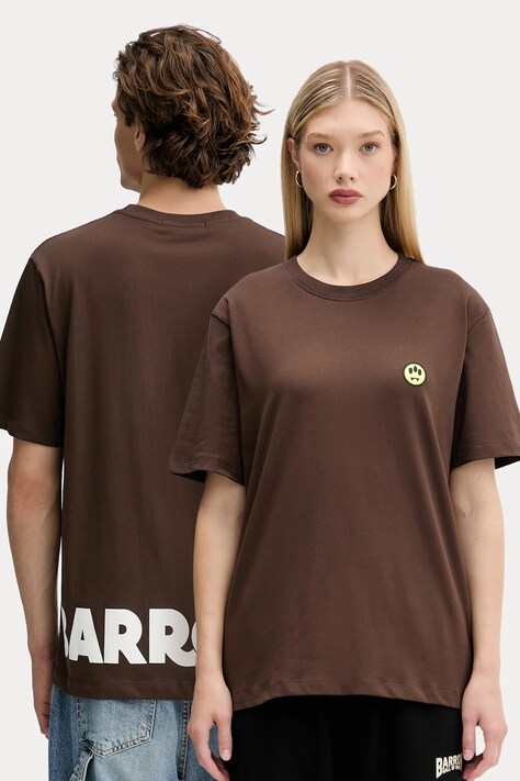 Barrow t-shirt bawełniany kolor brązowy z nadrukiem F5BWUATH059
