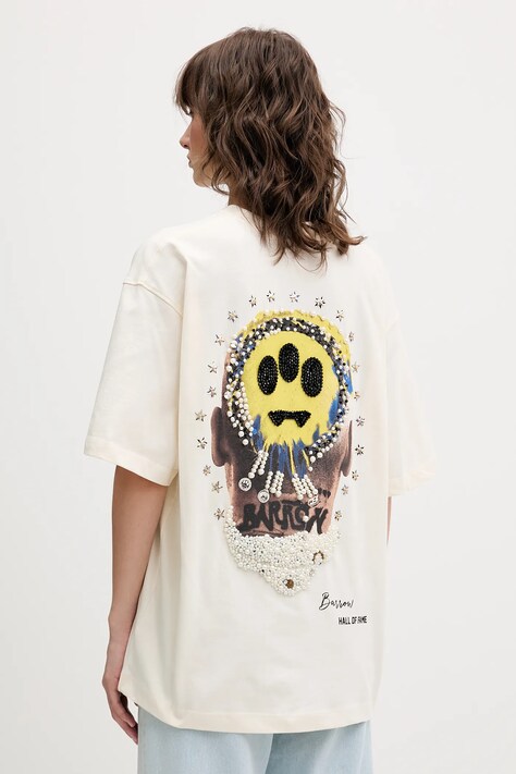 Barrow t-shirt bawełniany kolor beżowy z nadrukiem F5BWUATH124