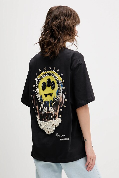 Barrow t-shirt bawełniany kolor czarny z nadrukiem F5BWUATH124