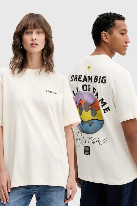Хлопковая футболка Barrow цвет бежевый узор F5BWUATH127
