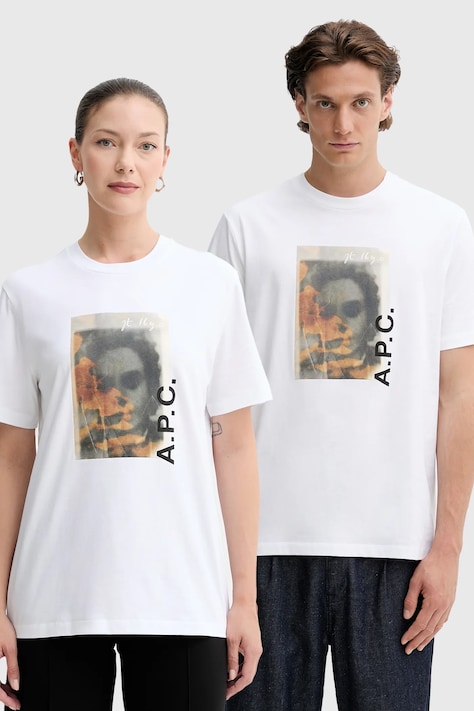 A.P.C. t-shirt bawełniany t-shirt jean portrait - gots kolor biały z nadrukiem COGYK.M26549