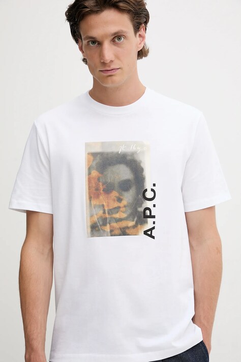 Бавовняна футболка A.P.C. t-shirt jean portrait - gots — AW25-TSU00G, білий — фото 6