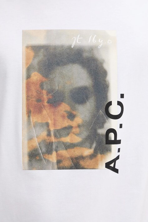 Бавовняна футболка A.P.C. t-shirt jean portrait - gots — AW25-TSU00G, білий — фото 7
