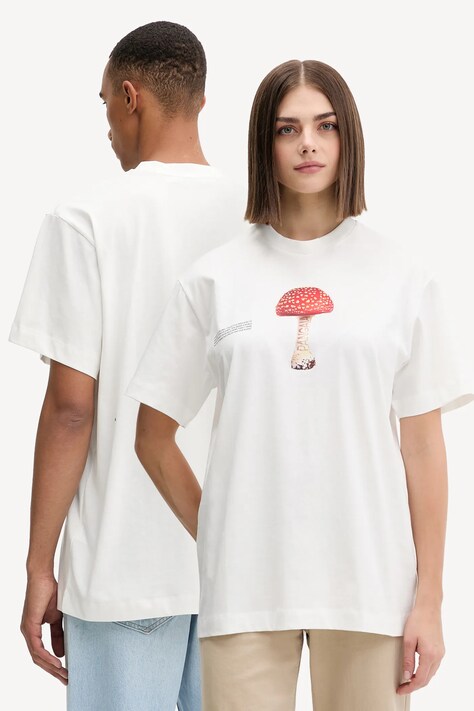 Pangaia t-shirt bawełniany kolor biały z nadrukiem 10002601