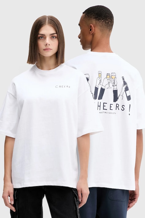 Kaotiko tricou din bumbac culoarea alb, cu imprimeu, AR025-01S-G002