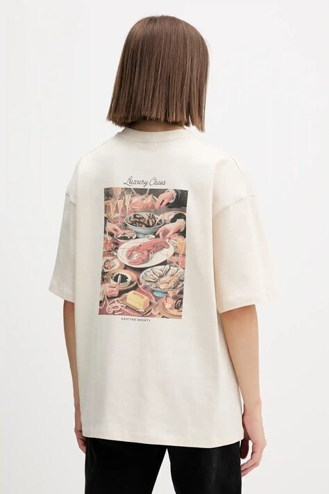 Kaotiko pamut póló bézs, nyomott mintás, AR017-01S-G002