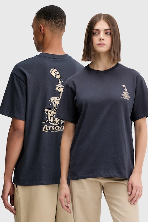 Kaotiko tricou din bumbac culoarea bleumarin, cu imprimeu, AR020-01-G002