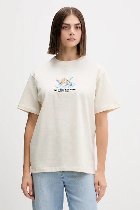 Kaotiko tricou din bumbac culoarea bej, cu imprimeu, AR013-01S-G002