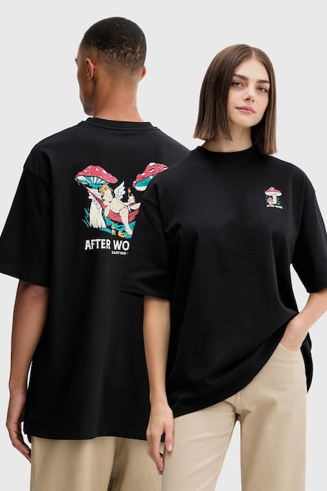 Kaotiko t-shirt bawełniany kolor czarny z nadrukiem AR003-01-G002