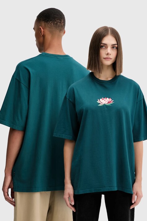 Bombažna kratka majica Kaotiko zelena barva, AR076-01-G002