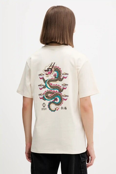 Kaotiko t-shirt bawełniany kolor beżowy wzorzysty AR072-01S-G002