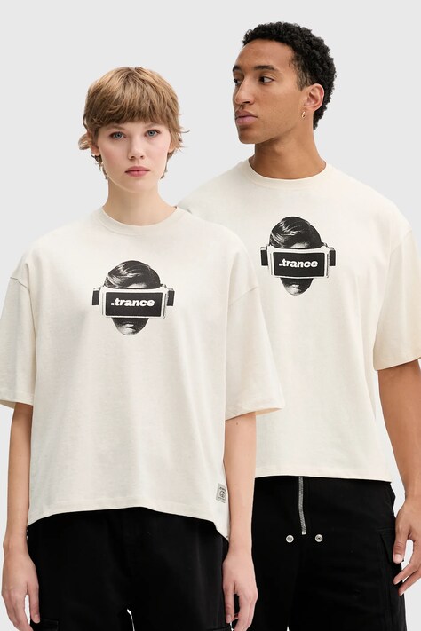 Kaotiko t-shirt bawełniany kolor beżowy z nadrukiem AR036-01S-G002