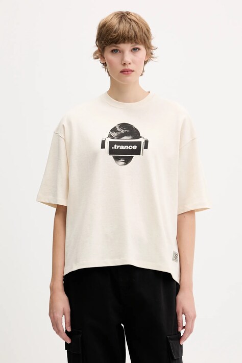 Бавовняна футболка Kaotiko — AW25-TSU019, бежевий — фото 3