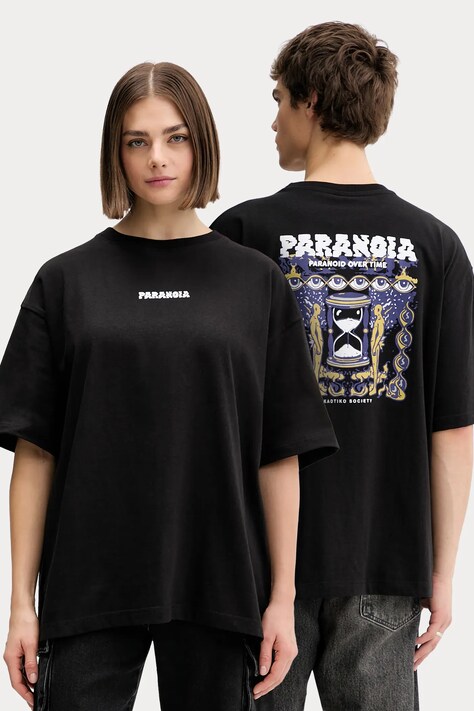 Kaotiko t-shirt bawełniany kolor czarny z nadrukiem AR090-01-G002