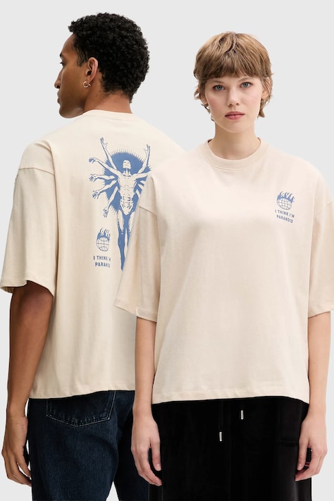 Kaotiko tricou din bumbac culoarea bej, cu imprimeu, AR084-01-G002