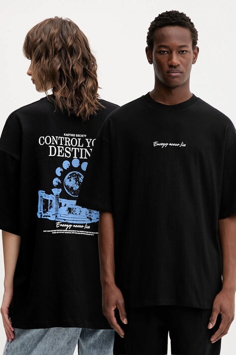 Kaotiko tricou din bumbac culoarea negru, cu imprimeu, AR092-01-G002