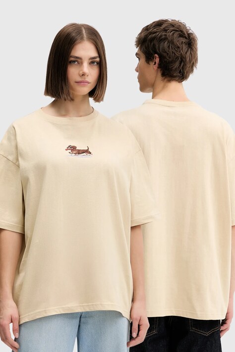 Kaotiko tricou din bumbac culoarea bej, cu imprimeu, AR052-01S-G002