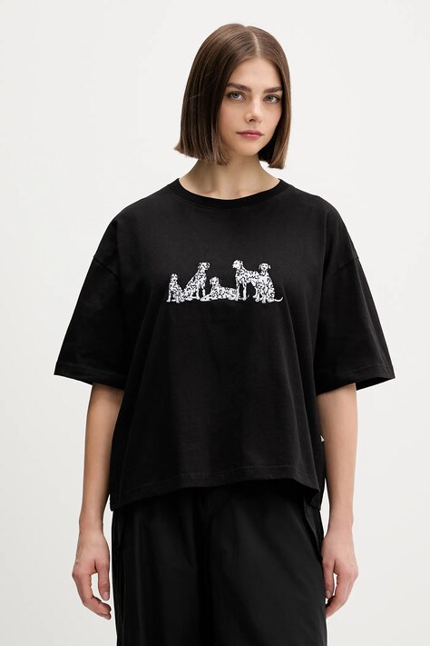 Kaotiko t-shirt bawełniany kolor czarny z aplikacją AR015-01-M002