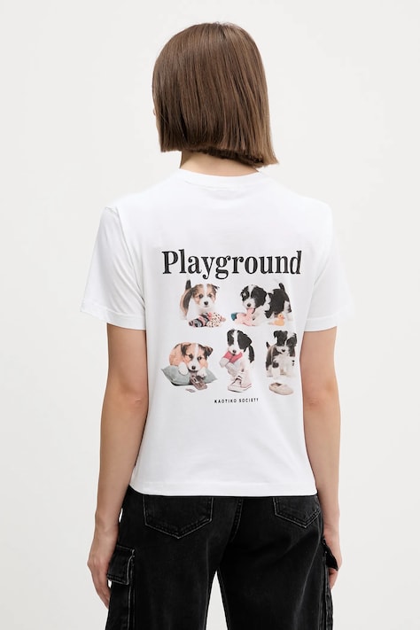 Kaotiko t-shirt bawełniany kolor biały z nadrukiem AR009-01-M002