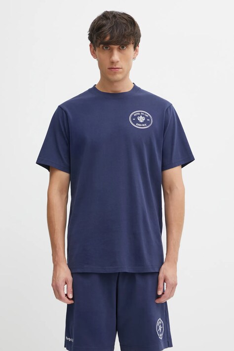 Sporty & Rich t-shirt bawełniany Kennedy Crest kolor granatowy z nadrukiem TO04360666BL106