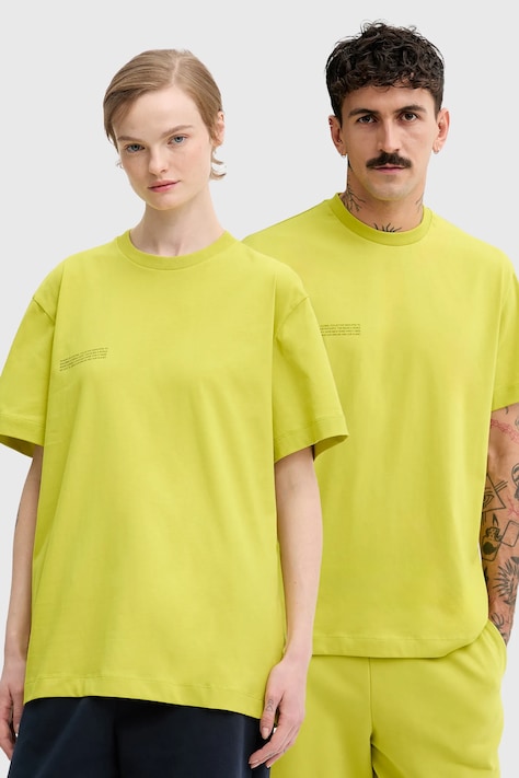 Памучна тениска Pangaia в зелено с принт 10000287