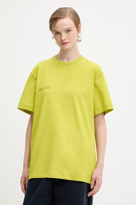 Pangaia t-shirt bawełniany kolor zielony z nadrukiem 10000287