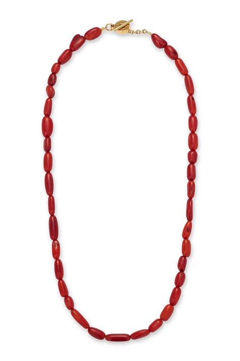 BERRIES Naszyjnik damski srebrny pozłacany z koralem Poppy Necklace NWA014