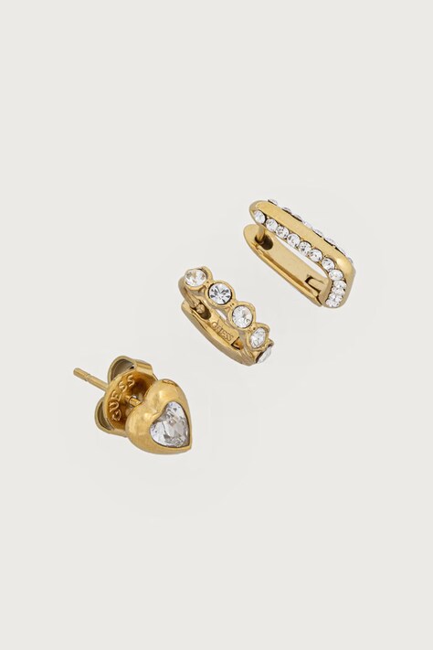 Guess Komplet kolczyków damskich ze stali nierdzewnej CRYSTAL LOVE 3-pack JUBS06 055JW