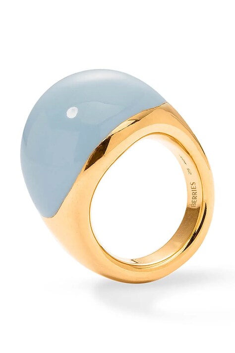 BERRIES prsteň dámsky pozlátený strieborný smaltovaný Viva Vintage Blue XL Ring PVWS13