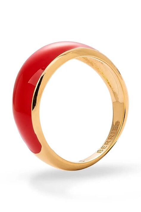 BERRIES prsteň dámsky pozlátený strieborný smaltovaný Viva Red Mini Ring PVMC13