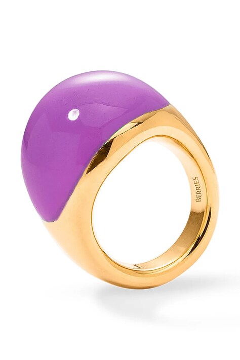 BERRIES prstan ženski pozlačen srebrni emajl Viva Orchid XL Ring PVPC15