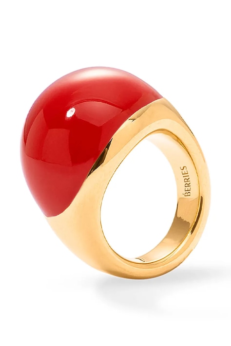 BERRIES prstan ženski pozlačen srebrni emajl Viva BERRIES Red XL Ring PVRED13