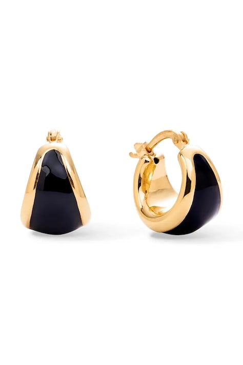 BERRIES обици дамски от позлатено сребро с емайл Viva Black Earings KE007G