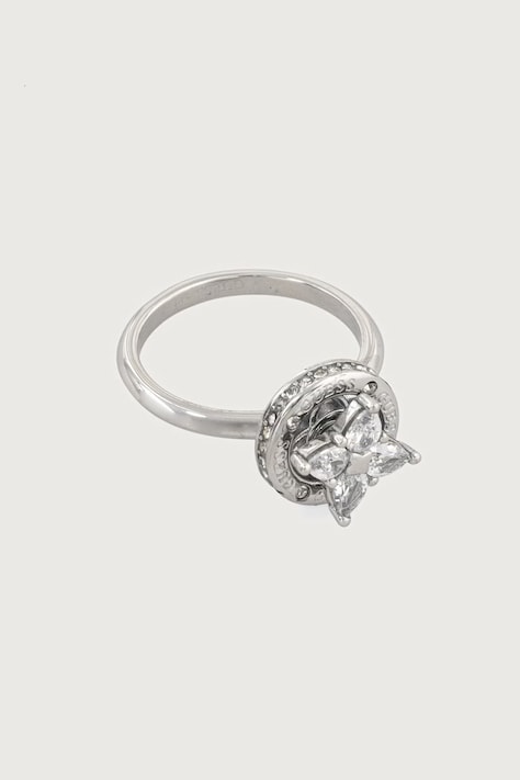 Guess Pierścionek damski ze stali nierdzewnej SPINNING BLOOM JUBR06.464JW