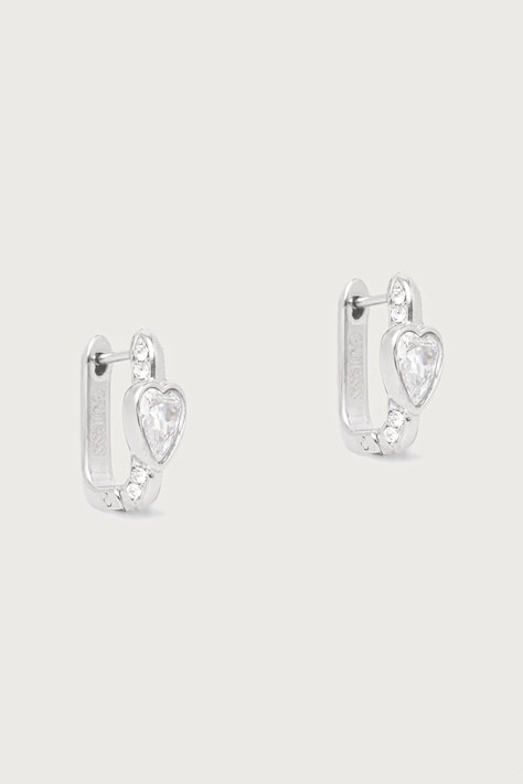 Guess Kolczyki damskie ze stali nierdzewnej z cyrkonią CRYSTAL LOVE JUBE06.365JW