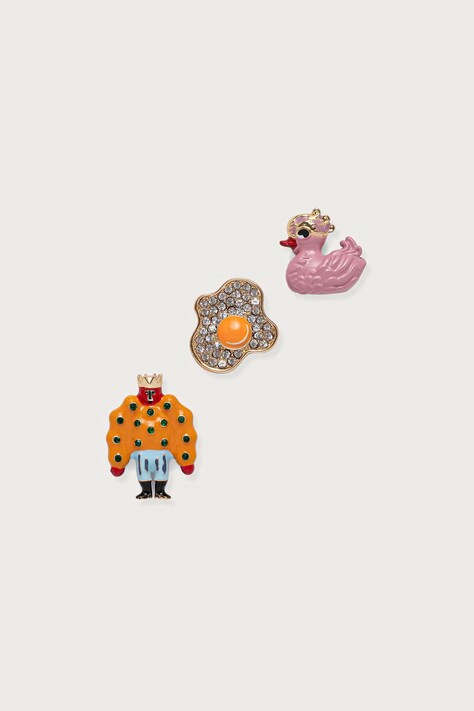 Essentiel Antwerp Przypinki damskie metalowe 3-pack Kurls.K1GE