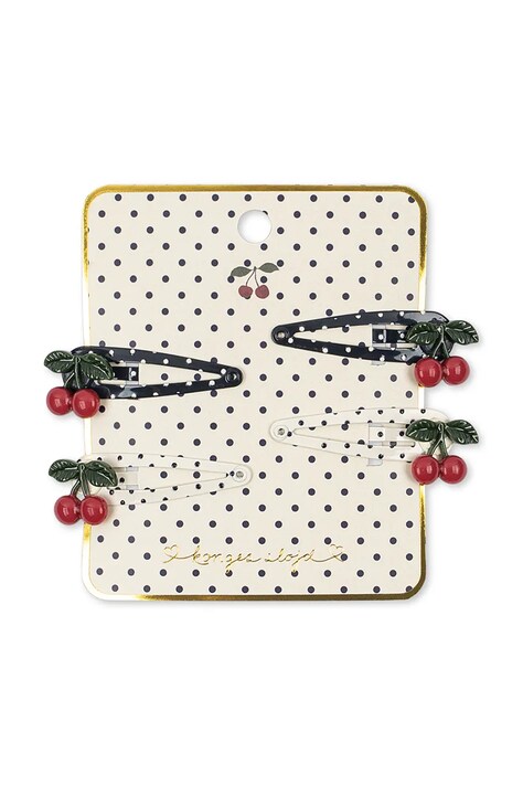 Konges Sløjd Spinki do włosów dziecięce 4 PACK CHERRY DOT HAIR CLIP 4-pack KS106356