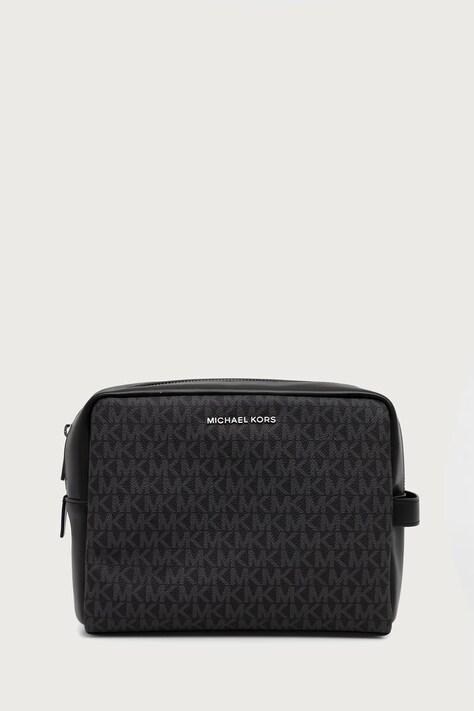 Michael Kors Kosmetyczka męska z imitacji skóry HUDSON czarna 33F6LHDN3B