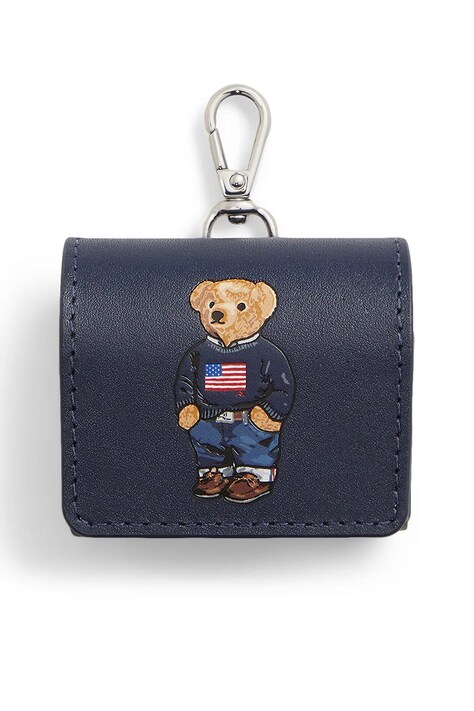 Polo Ralph Lauren Etui na słuchawki męskie skórzane granatowe 405P18022