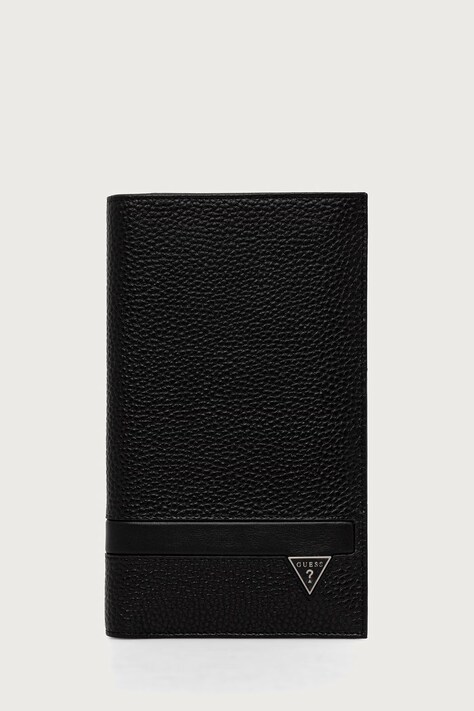 Guess Etui na paszport męskie skórzane MONACO czarne SMMOGR LEA01