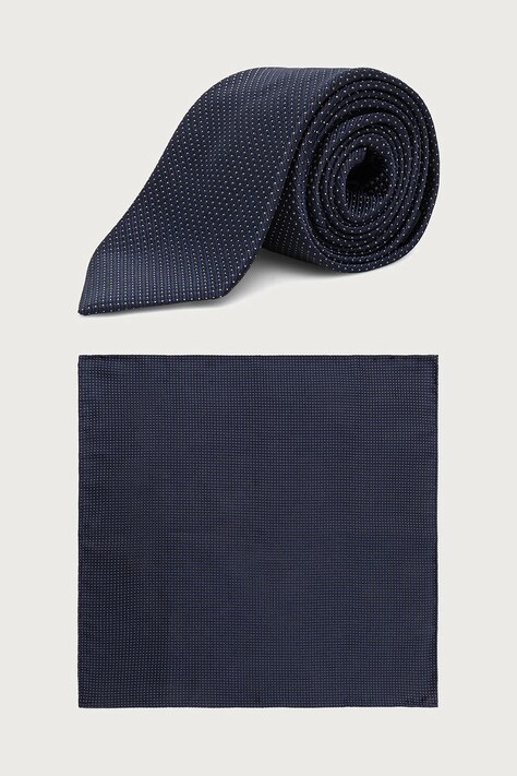BOSS Sada kravaty a kapesníku pánská s hedvábím H-SET TIE-PKT SQ námořnická modř 50573332