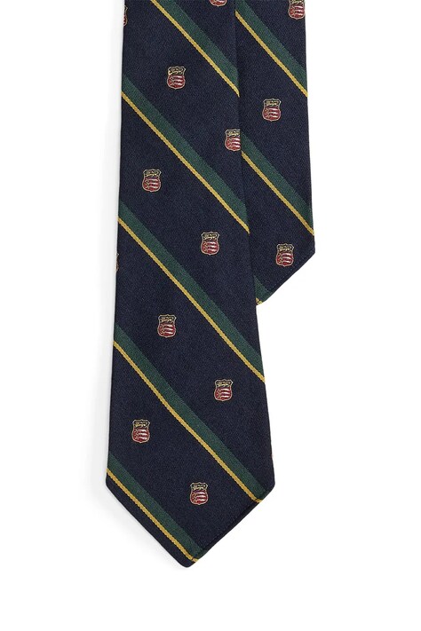Polo Ralph Lauren Krawat męski z dodatkiem jedwabiu granatowy 712B26920
