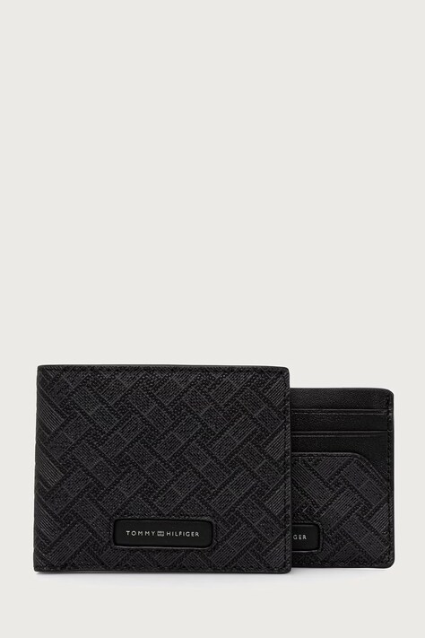 Tommy Hilfiger Zestaw portfel i etui na karty męski skórzany czarny AM0AM14806
