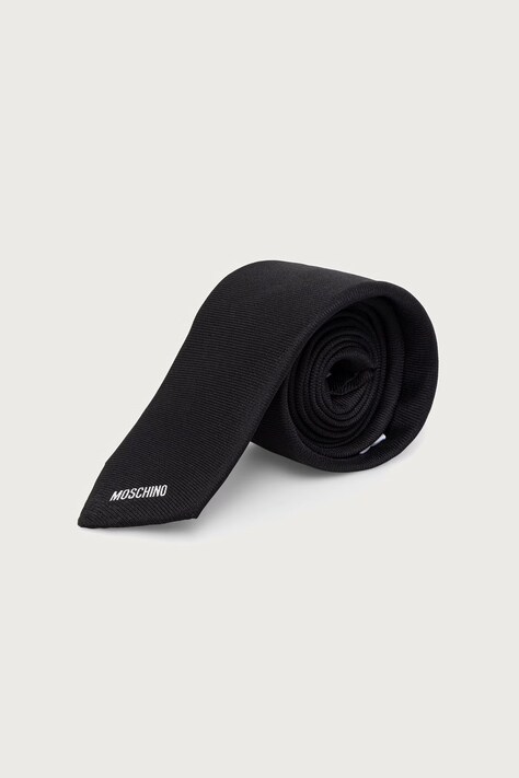 Moschino Krawat męski jedwabny czarny M5913 55060