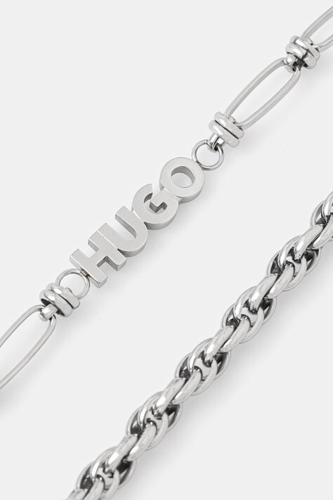 HUGO намисто чоловіче з нержавіючої сталі E-MIXCHAIN-NEC — AW26-AKMZZ8, срібний — фото 2