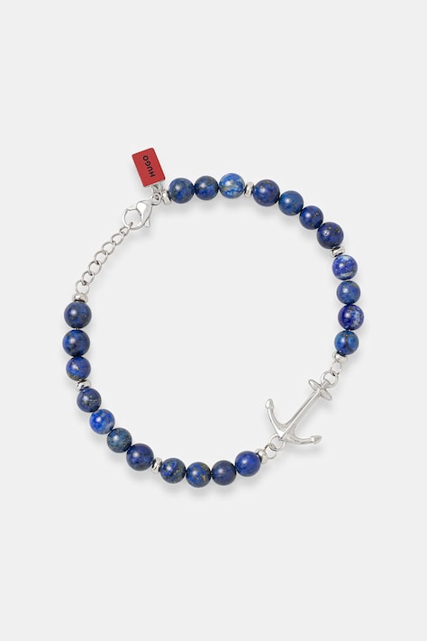 HUGO bransoletka męska ze stali nierdzewnej z lapis lazuli E-BEADS5-BRA 50566275